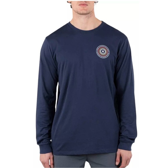 Hurley Men’s Everyday Wheel Long Sleeve T-Shirt Midnight Aqua M NEW W Tags. - Picture 2 of 5